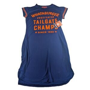 Whataburger T-Shirt Jersey Dress Womens Size XS With Pockets Navy/Orange NWT